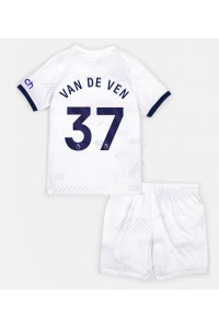 Tottenham Hotspur Micky van de Ven #37 Jalkapallovaatteet Lasten Kotipeliasu 2023-24 Lyhythihainen (+ Lyhyet housut)